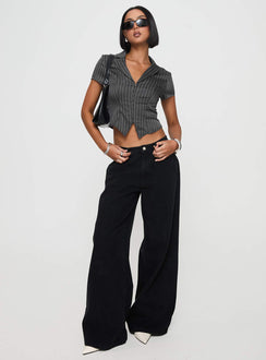 Upper West Side Top Pinstripe Grey