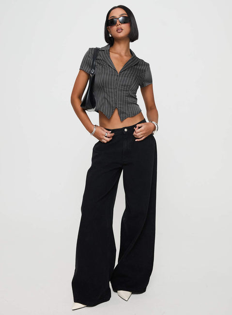 Upper West Side Top Pinstripe Grey