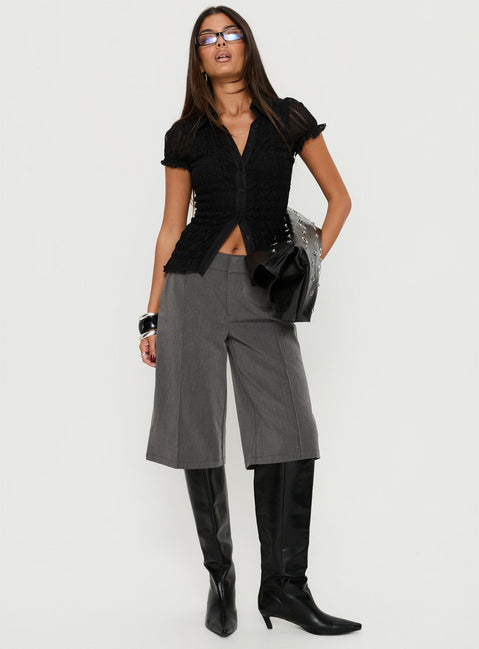 Melaniya Button Up Top Black