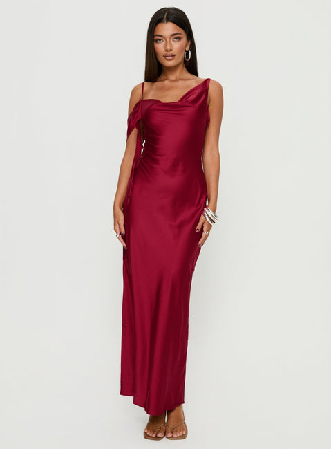 Silah Cowl Neck Maxi Dress Red