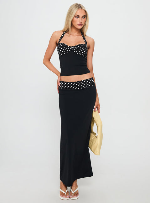 Norelle Halter Set Black Polka