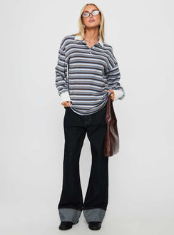 Smoke Signal Collared Jumper Blue Stripe