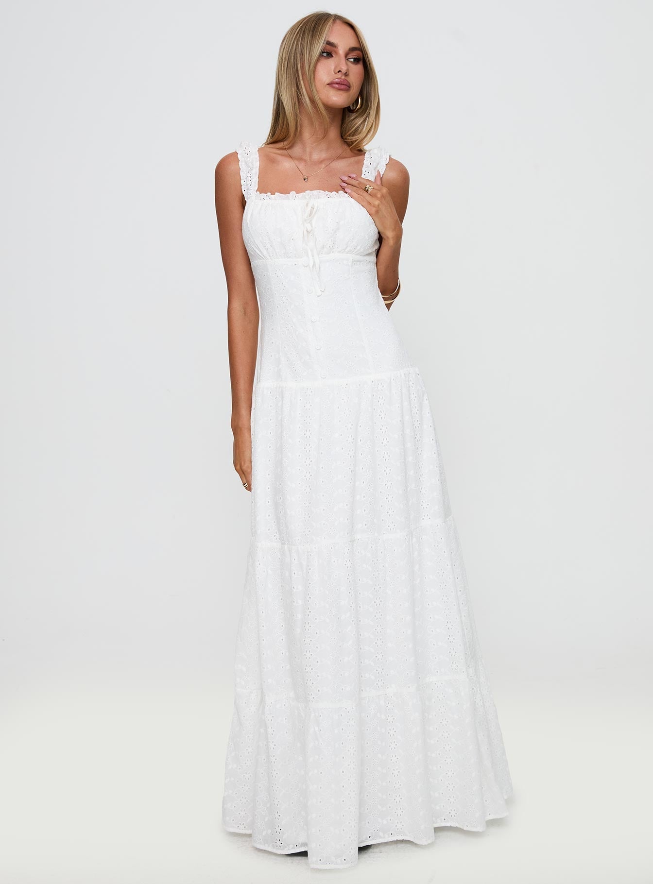 State Of Grace Embroidered Maxi Dress White