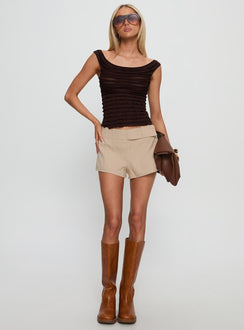 Hot Shots Textured Micro Mini Short Beige