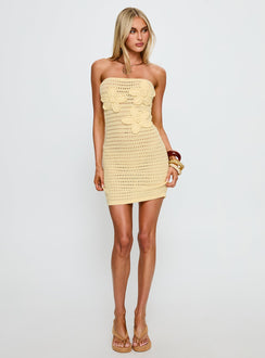 Olazia Strapless Knit Mini Dress Yellow
