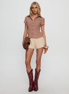 Alma Mater Top Red Check