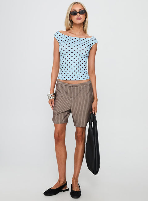 Cheirosa Off Shoulder Top Blue / Brown