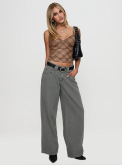 West Side Mid Rise Wide Leg Jeans Grey Wash