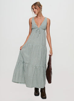 Dipsie Maxi Dress Blue / Brown Check
