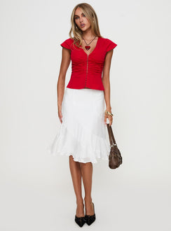   front view of model wearing Princess Polly With Kindness Midi Skirt White Midi Skirts 