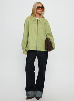 Goldsmith Faux Suede Bomber Jacket Matcha