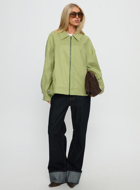 Goldsmith Faux Suede Bomber Jacket Matcha