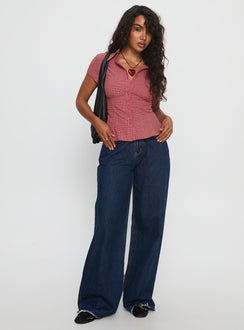 Cottesloe Blouse Top Red Check