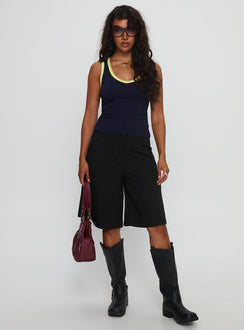 Elionne V Neck Contrast Top Navy / Yellow