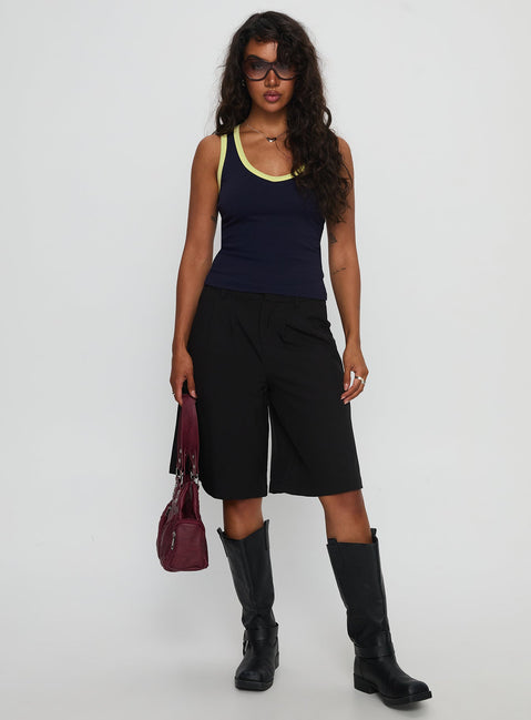 Elionne V Neck Contrast Top Navy / Yellow