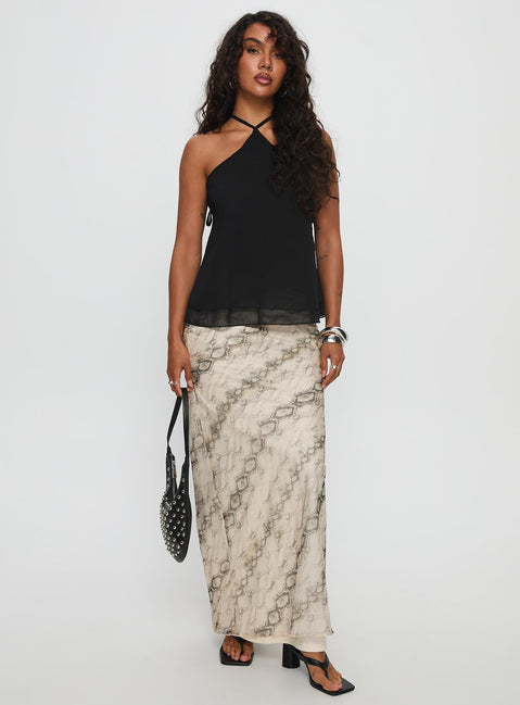   front view of model wearing Princess Polly Zerisa Maxi Skirt Multi Maxi 