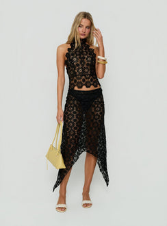 Trophy Sheer Halter Top Black