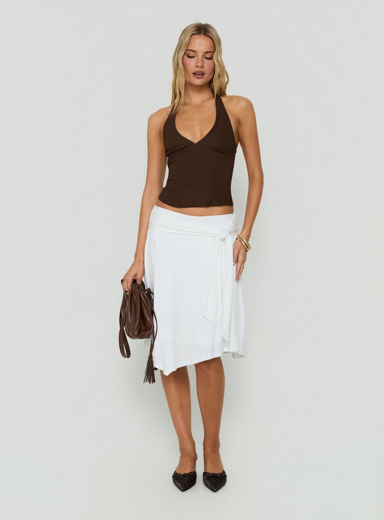 Sherah Halter Neck Corset Top Brown