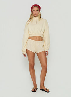 Astridd 3/4 Zip Cropped Jumper Cream