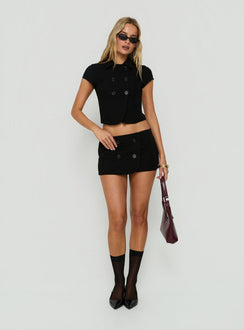 Juliettah Double Breasted Collared Top Black