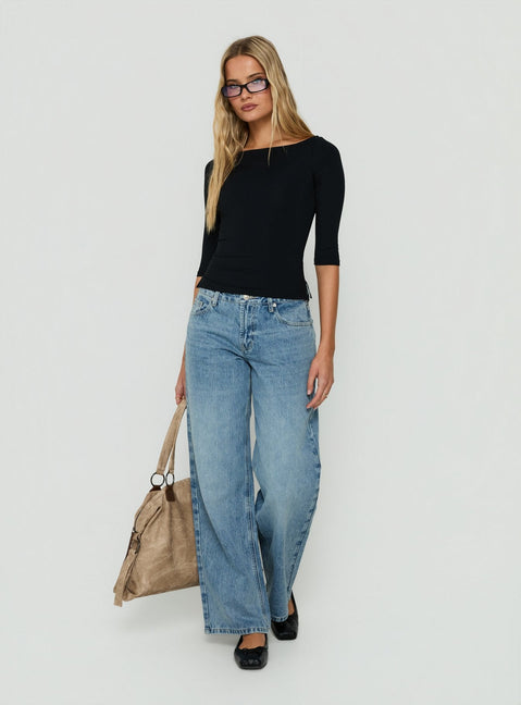 Serenitia Mid Rise Relaxed Jeans Bright Blue