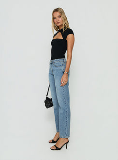 Fedela Mid Rise Straight Jeans Light Vintage Blue