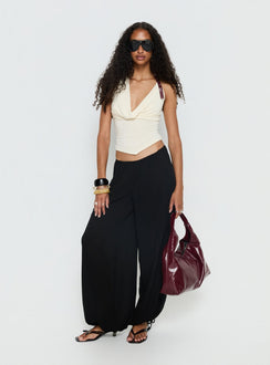 back view of model wearing Princess Polly Moondancer Balloon Pants Black Mid Rise Pants 