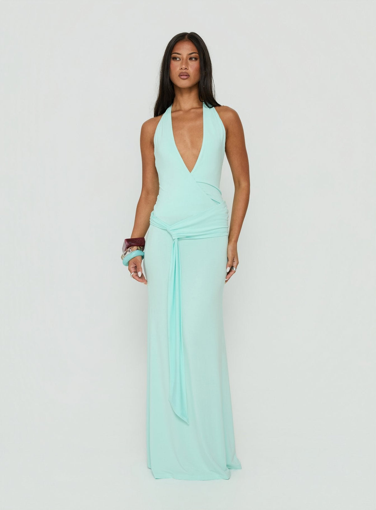 So Major Draped A-Line Maxi Dress Blue