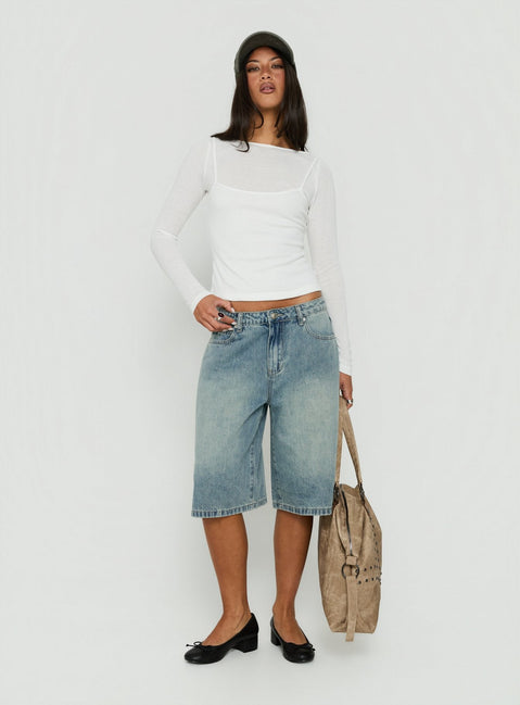 Kings Low Rise Jorts Vintage Mid Blue Wash