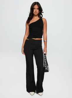 front view of model wearing Princess Polly Amaretti Pants Black High Waisted Pants 