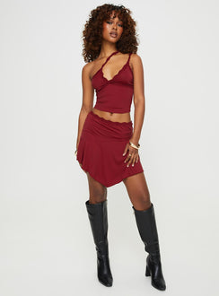 product Princess Polly Sleeveless Asymmetric Neckline  Carolina Top Dark Cherry