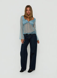 Beecher Sheer Long Sleeve Top Slate