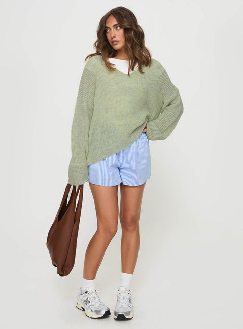 Sweater Knit material, v neckline, drop shoulder Slight stretch, unlined 