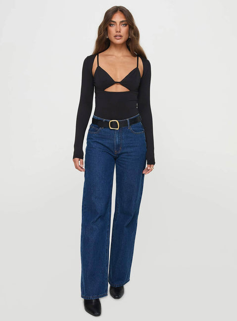 Long sleeve bodysuit Keyhole cut out, high cut leg, cheeky style bottom, press clip fastening at base Good stretch, fully lined  Princess Polly Lower Impact