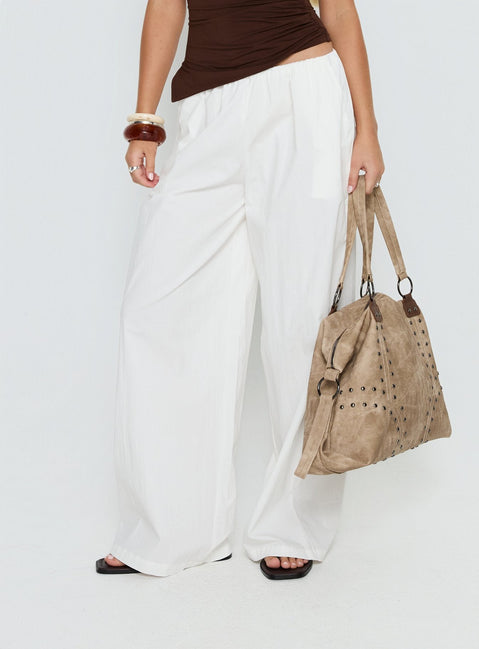 Designed with Lunea Concealed Waistband Pants White Tall womens-regular-pants high-rise side view of model wearing