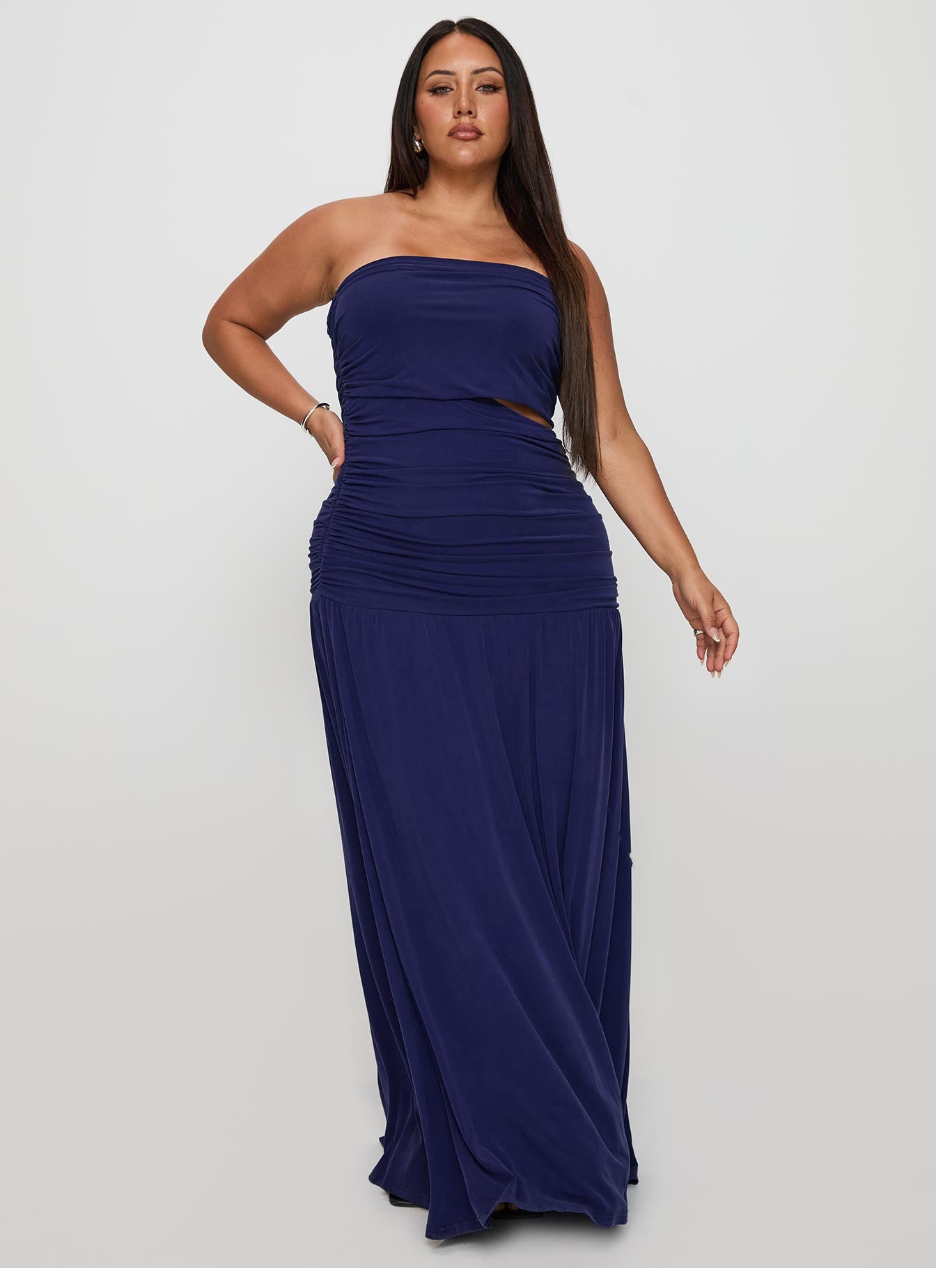 Grandeur Strapless Maxi Dress Navy Curve