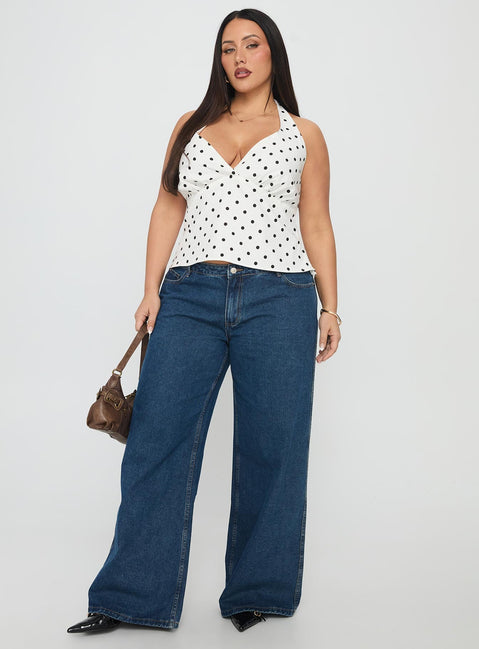 Alter Of Love Halter Top White / Polka Dot Curve