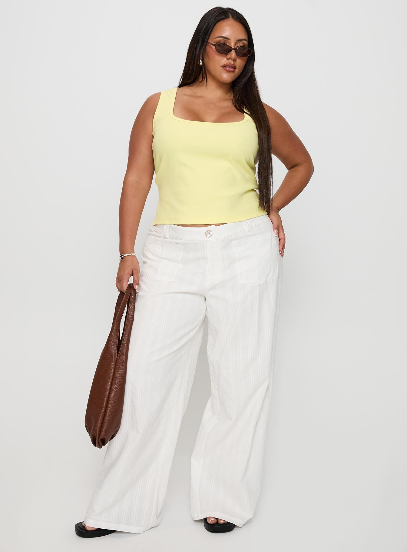 Vendi Low Rise Pant White Curve