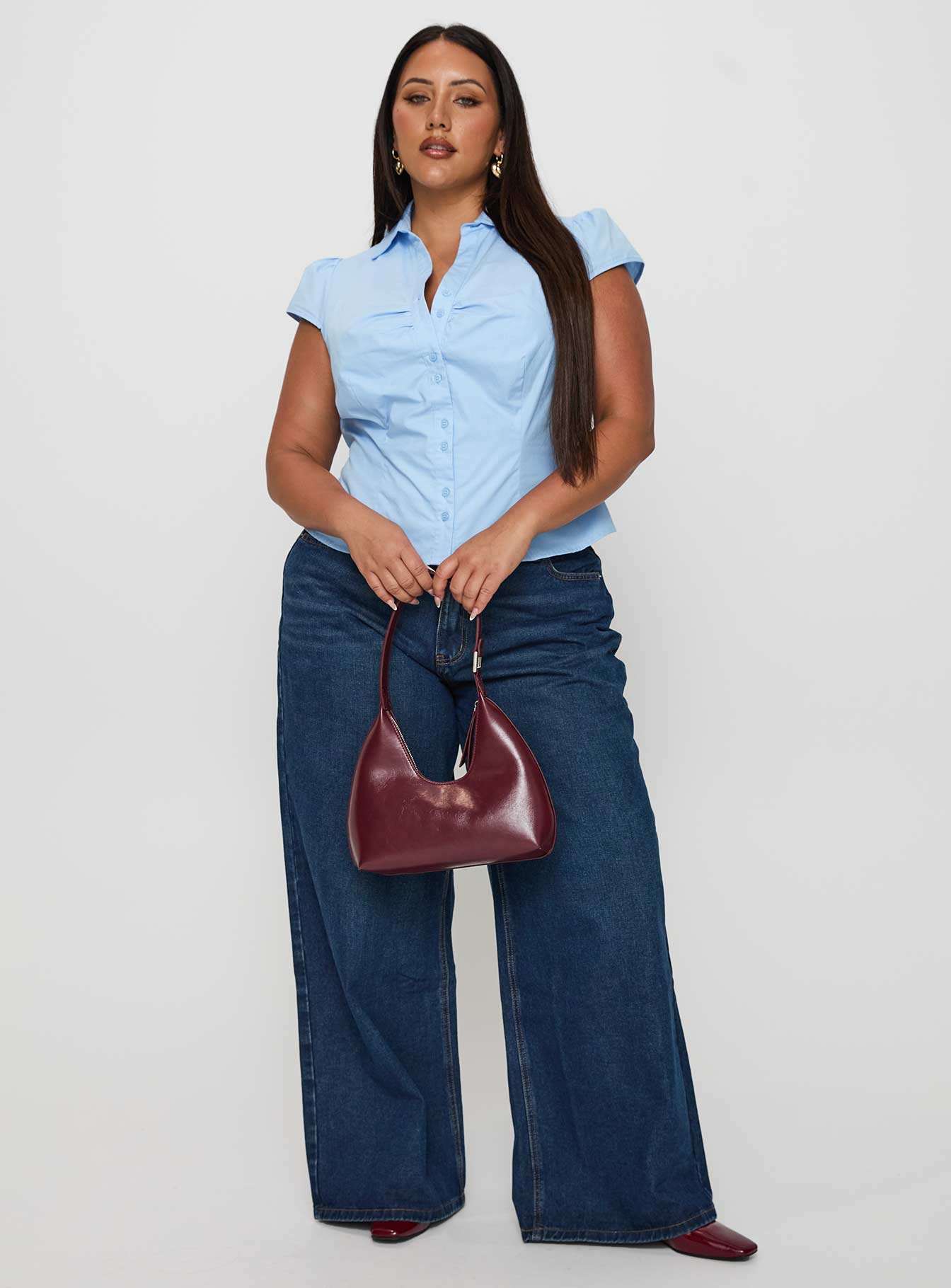 Arianwyn Short Sleeve Shirt Blue Curve