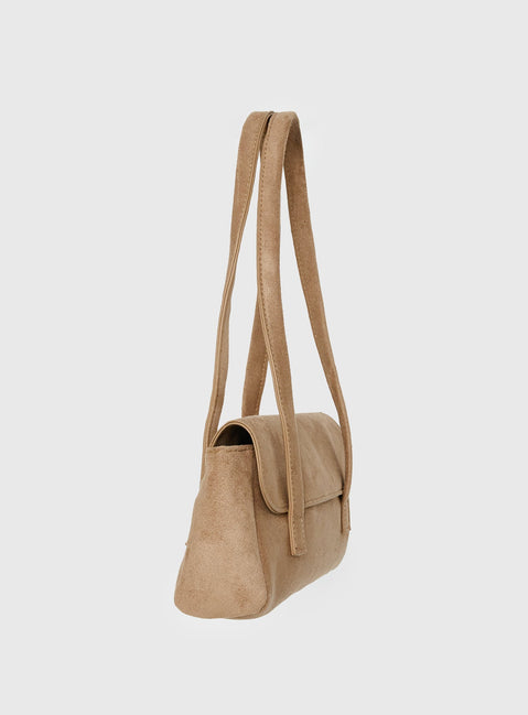 Klyne Faux Suede Shoulder Bag Tan