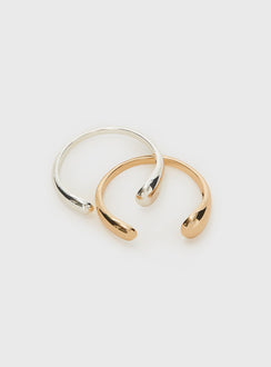 Chunky mixed metals bracelet pack silver and gold