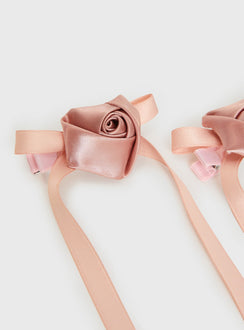 Rosette Bow Hair Clips Pink