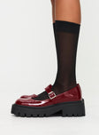 Mary jane shoes Patent material look, chunky platform, buckle fastening Princess Polly Lower Impact 
