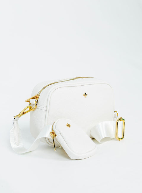 Bag Gold-toned hardware  Zip fastening  Removable crossbody strap  Removable coin purse on strap  Flat base 