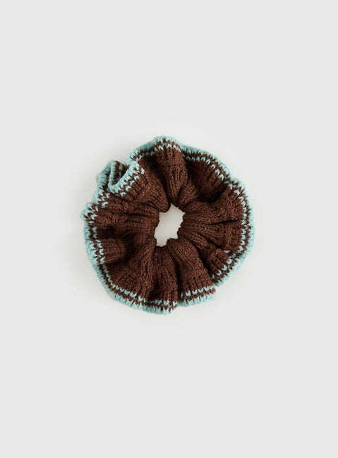 Yumie Knit Scrunchie Chocolate / Blue