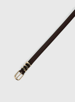 Naela Faux Leather Belt Dark Brown / Gold
