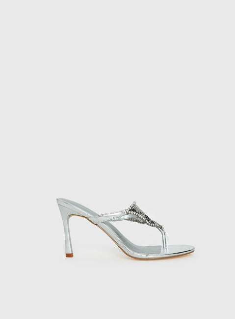 Miss You More Glitter Mesh Heels Silver