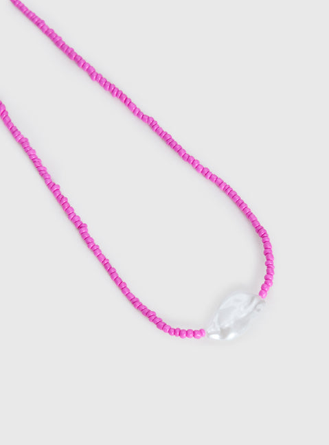 Aruba Pearl Pendant Necklace Pink