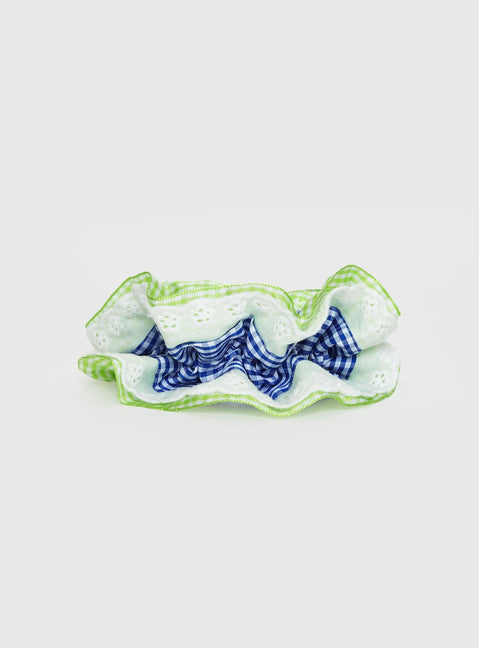 Vandon Check Scrunchie Green / Blue
