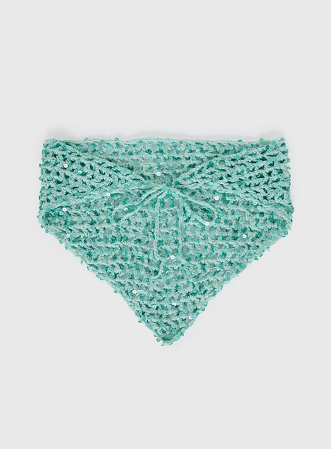 Deyla Sequin Crochet Hair Scarf Aqua
